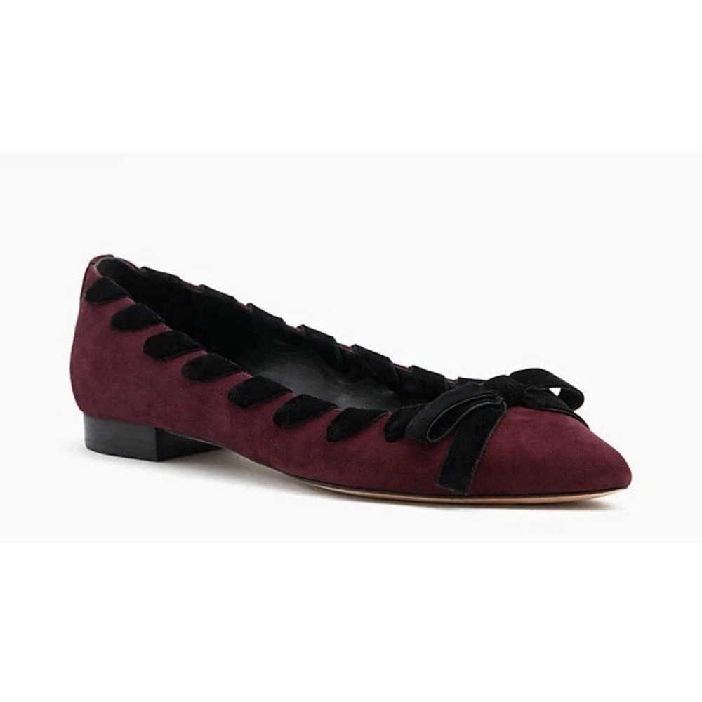 Kate Spade Kalani Flats Deep Cherry Burgundy, Size 7 M Suede NIB